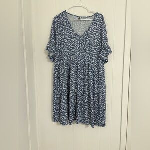 Blue Floral Midi Dress